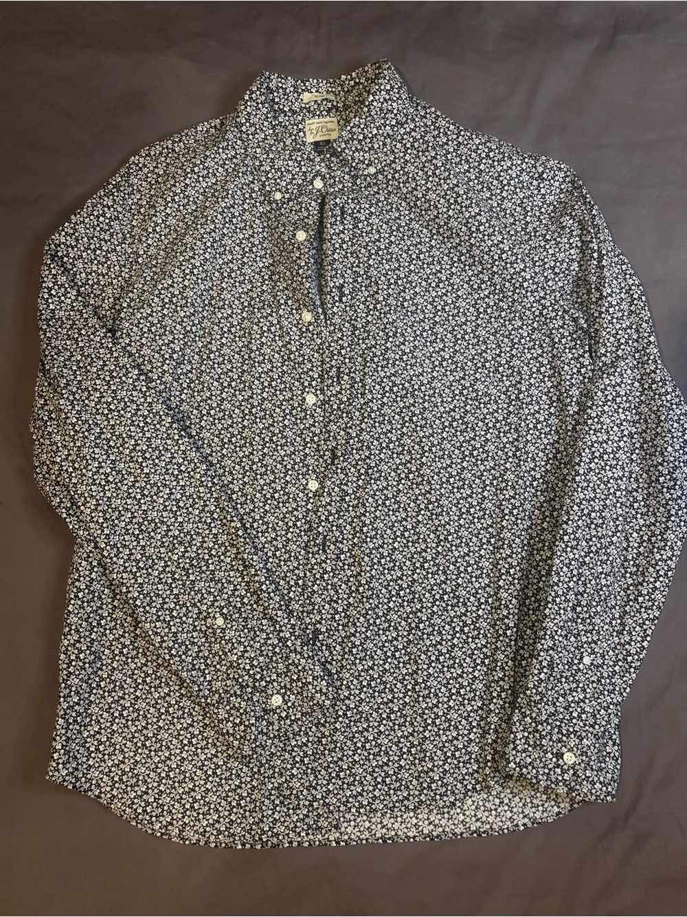 J.Crew Men's XL stretch black Floral Button-Up Shirt